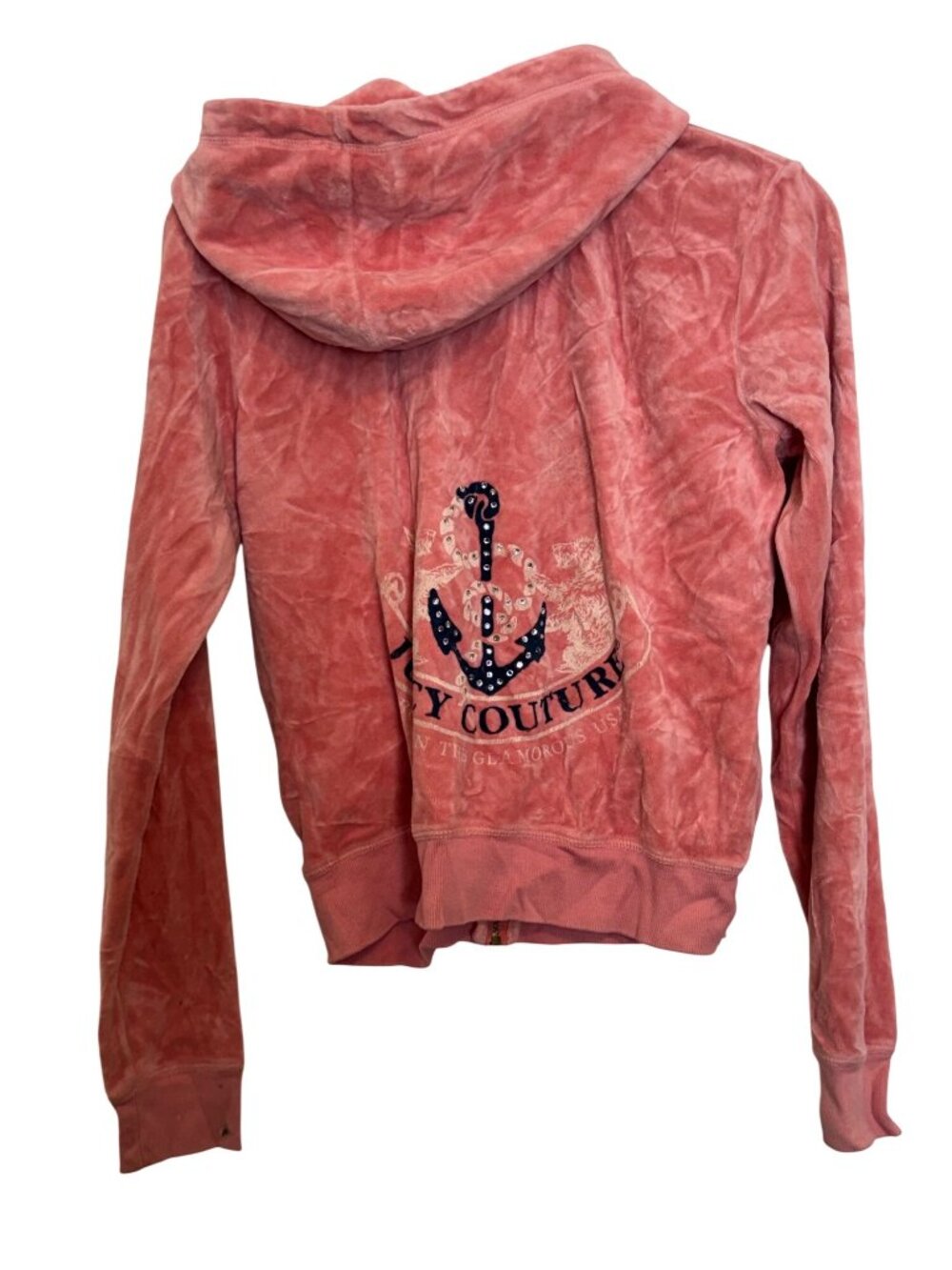vintage Juicy Couture Pink Velour Hoodie Jacket Womens L Full-Zip